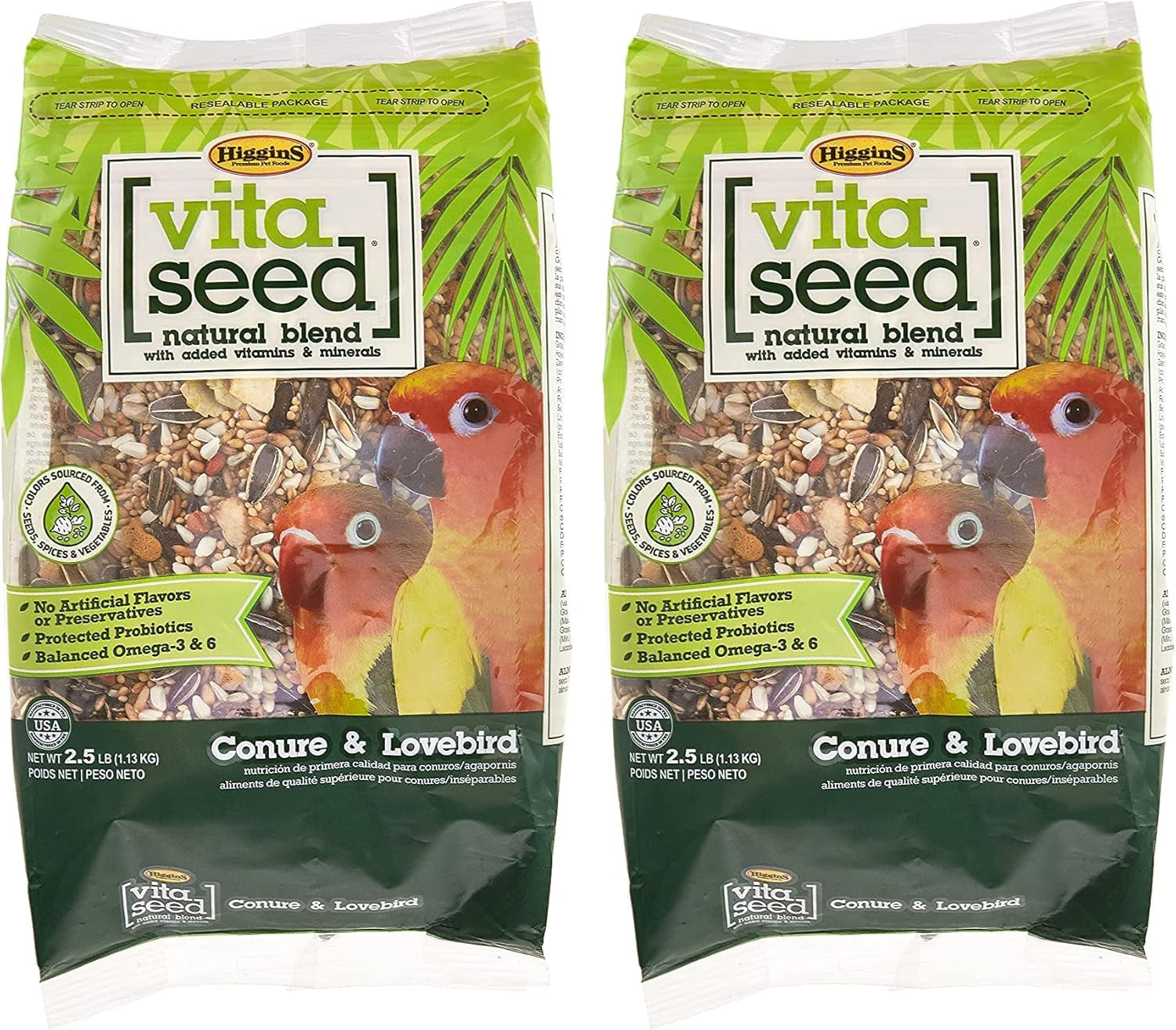 Higgins 2 Pack of Vita Seed Natural Blend Conure and Lovebird Food