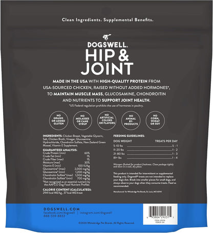 Dogswell Jerky Hip and Joint Dog Treats Grain Free Made in USA Only, Glucosamine and Chondroitin