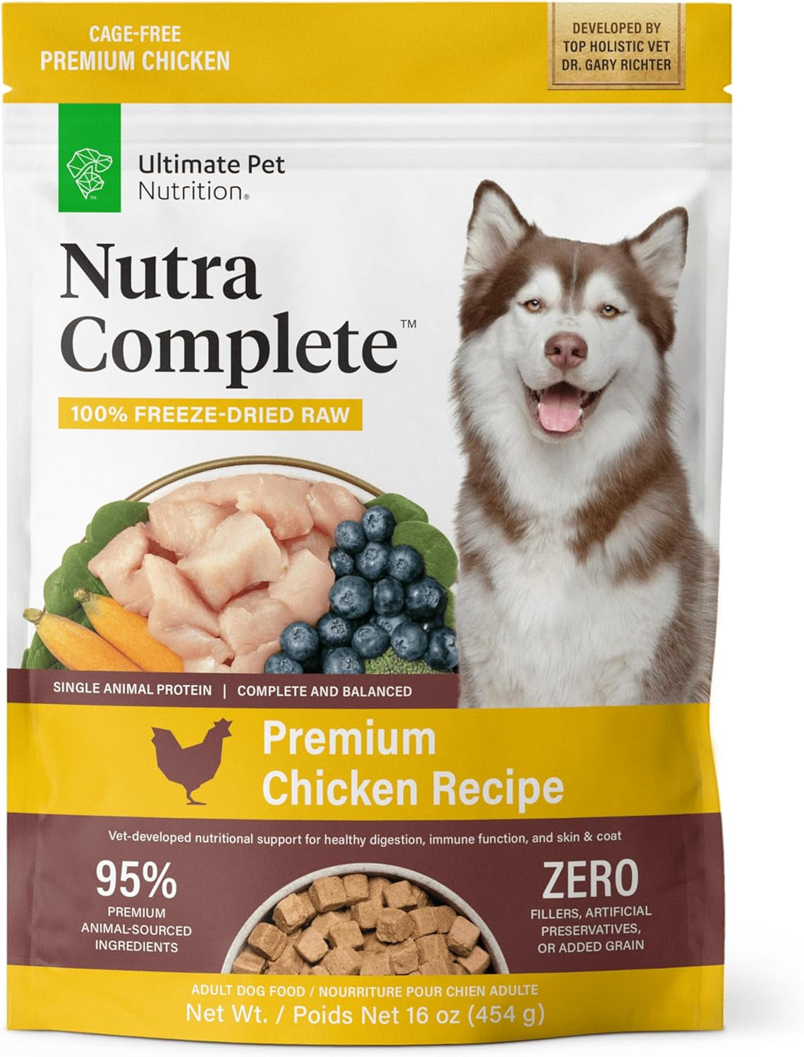 ULTIMATE PET NUTRITION Nutra Complete, 100% Freeze Dried Veterinarian Formulated Raw Dog Food with Antioxidants Prebiotics and Amino Acids