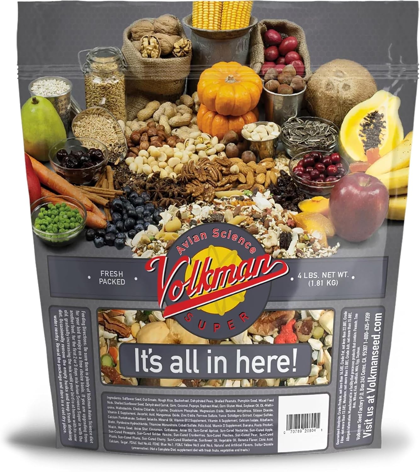 Volkman Avian Science Super African Grey Bird Food 4Lb