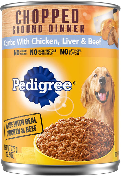 PEDIGREE CHOPPED GROUND DINNER Adult Canned Soft Wet Dog Food Variety Pack