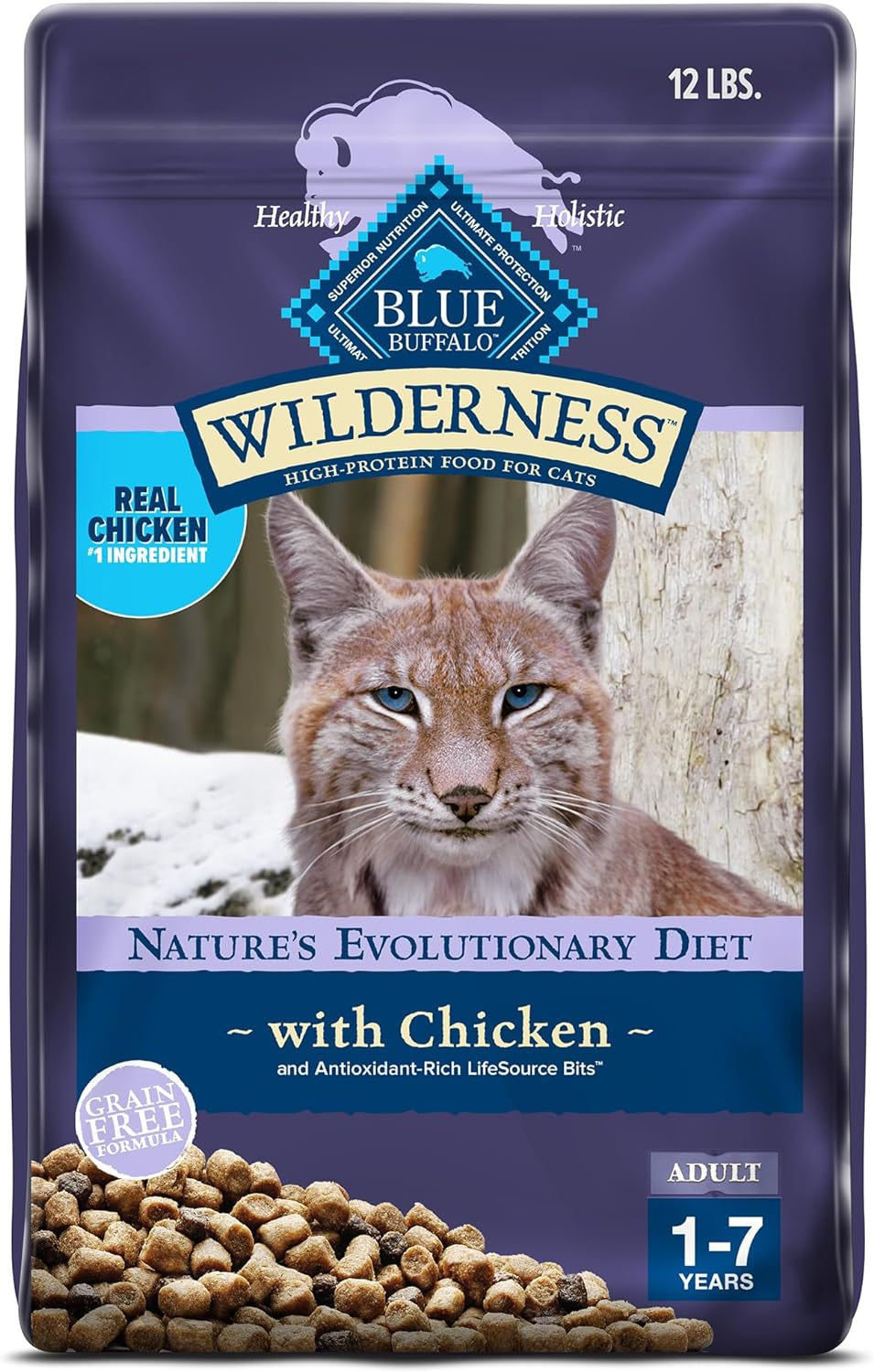 Blue Buffalo Wilderness Nature's Evolutionary Diet High-Protein, Grain-Free Natural Dry Food for Adult Cats, Chicken