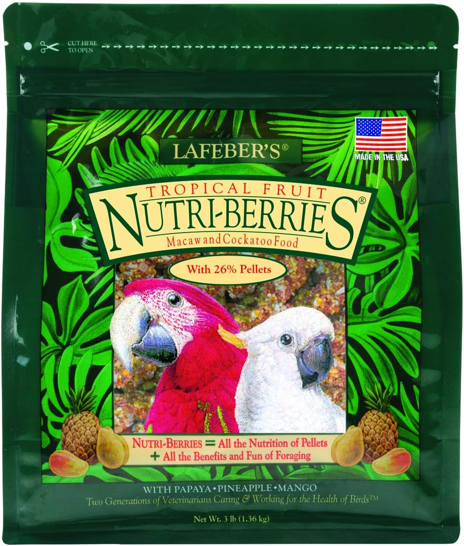 LAFEBER'S Tropical Fruit Nutri-Berries Pet Bird Food, Made with Non-Gmo and Human-Grade Ingredients, for Parrots