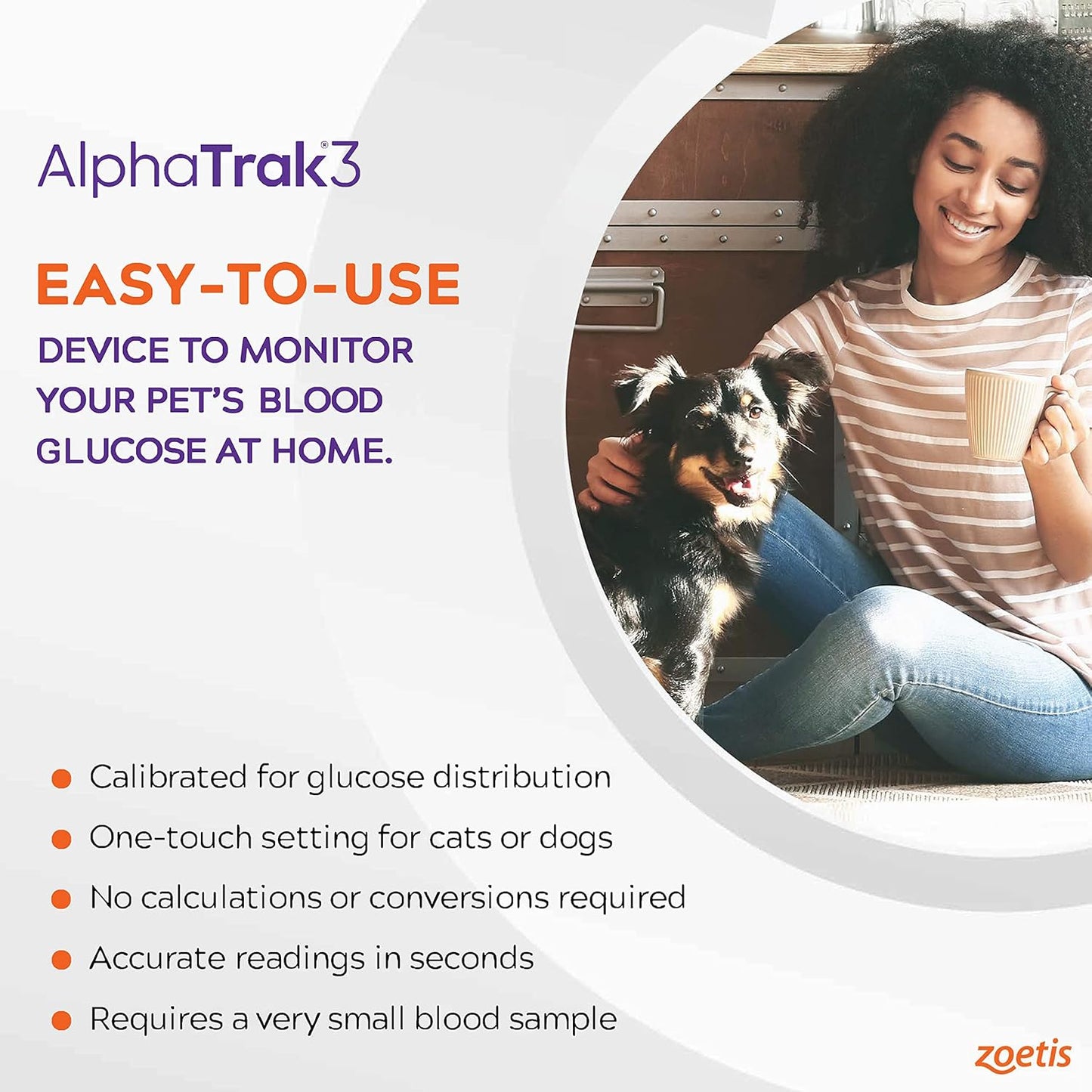 Alphatrak 3, 8 Piece Pet Blood Glucose Monitoring Kit for Diabetic Cats, Dogs, and Horses All-In-One Solution for In-Clinic or at Home, with Digital Results