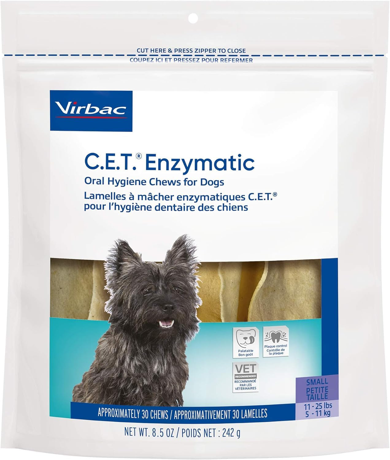 Virbac C.E.T. Enzymatic Oral Hygiene Chews for Dogs, Beef