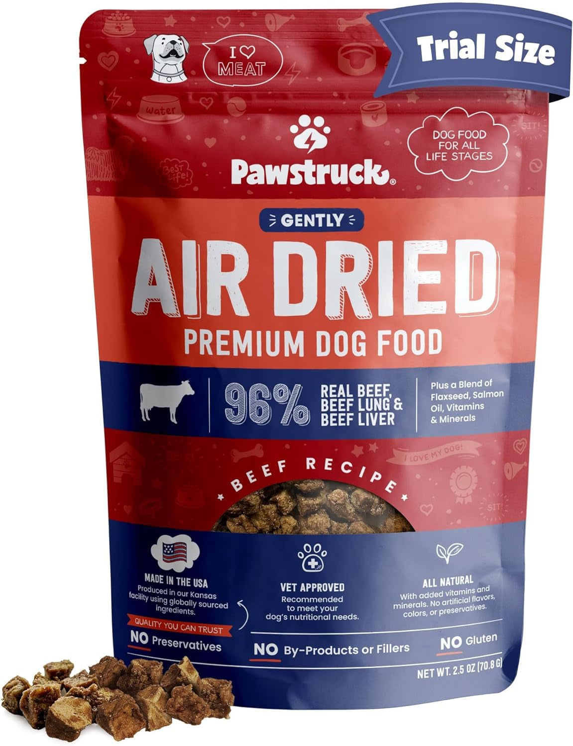 Pawstruck All Natural Air Dried Dog Food - Grain Free, Made in USA, Non-Gmo & Vet Recommended - High Protein Limited Ingredient Wholesome Full-Feed - for All Breeds & Ages