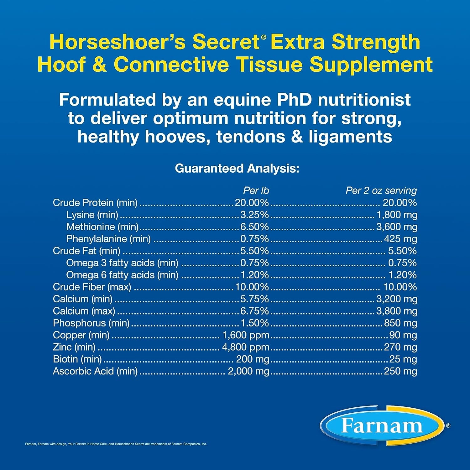 Farnam Horseshoer'S Secret Extra Strength Hoof Supplements & Connective Tissue Supplement, Promotes Strong, Healthy Hooves, Tendon & Ligaments