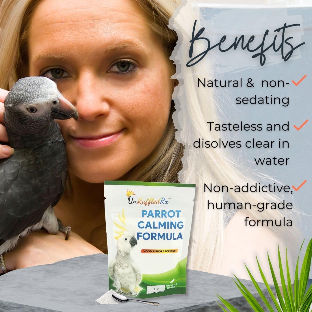 Unruffledrx™ Parrot Calming Formula - Soothes Screaming, Biting, & Plucking; Promotes Relaxation