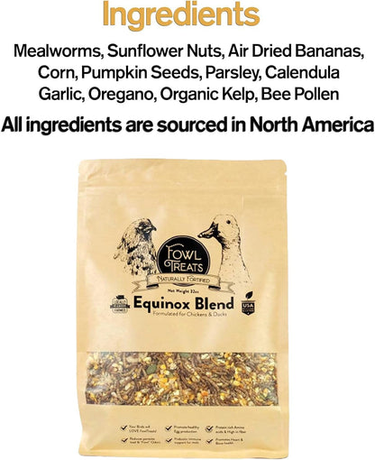 Naturally Fortified Treats - Protein Rich Supplement Suitable for Chickens, Hens and Ducks, Hand Mixed with USA Grown Ingredients - Equinox Blend