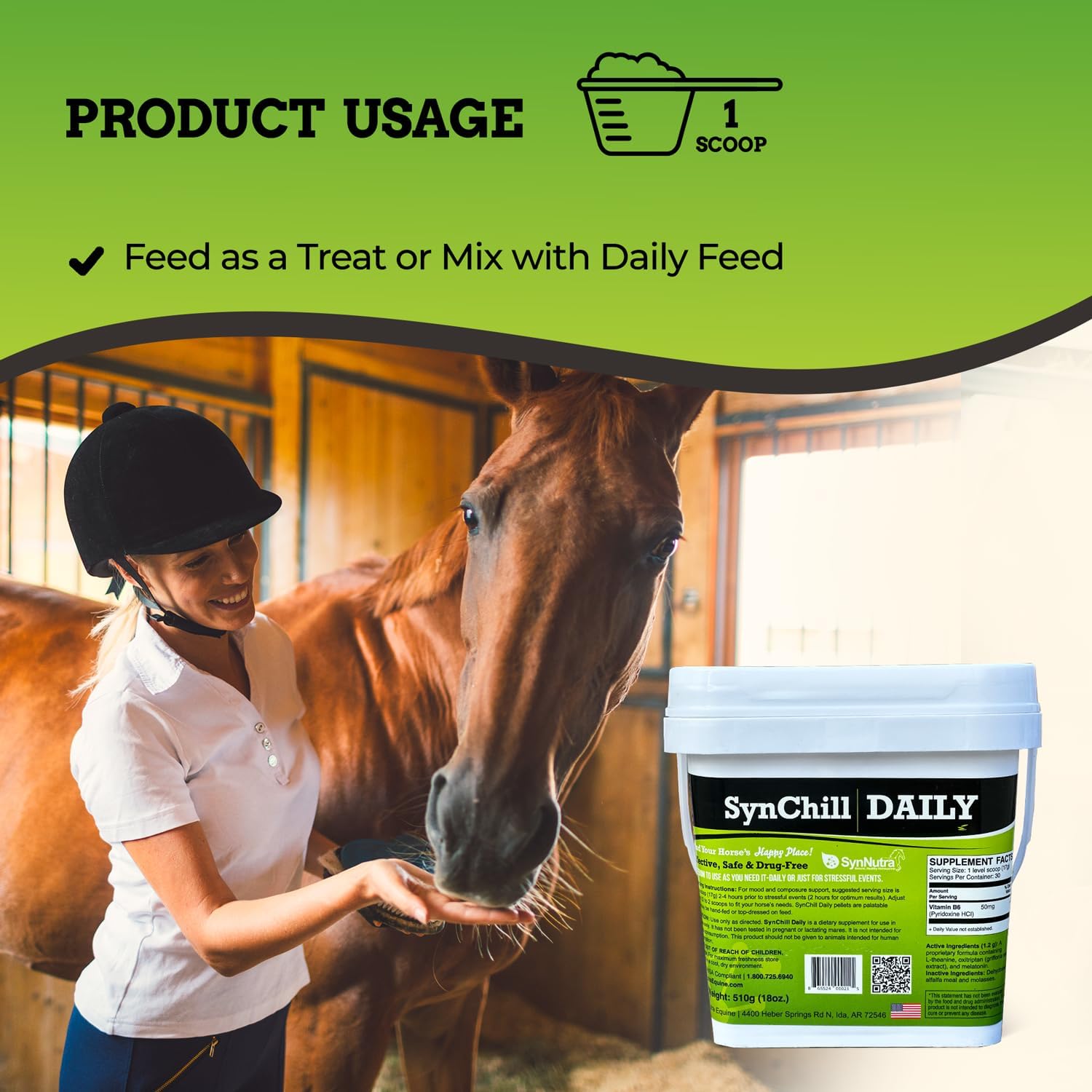 Synchill 100% Natural & Nutritional Supplement, Lab Proven Results, Designed for Focus & Performance, Approved by Olympians and Veterinarians, Daily Pellets -30 Servings, Made in USA