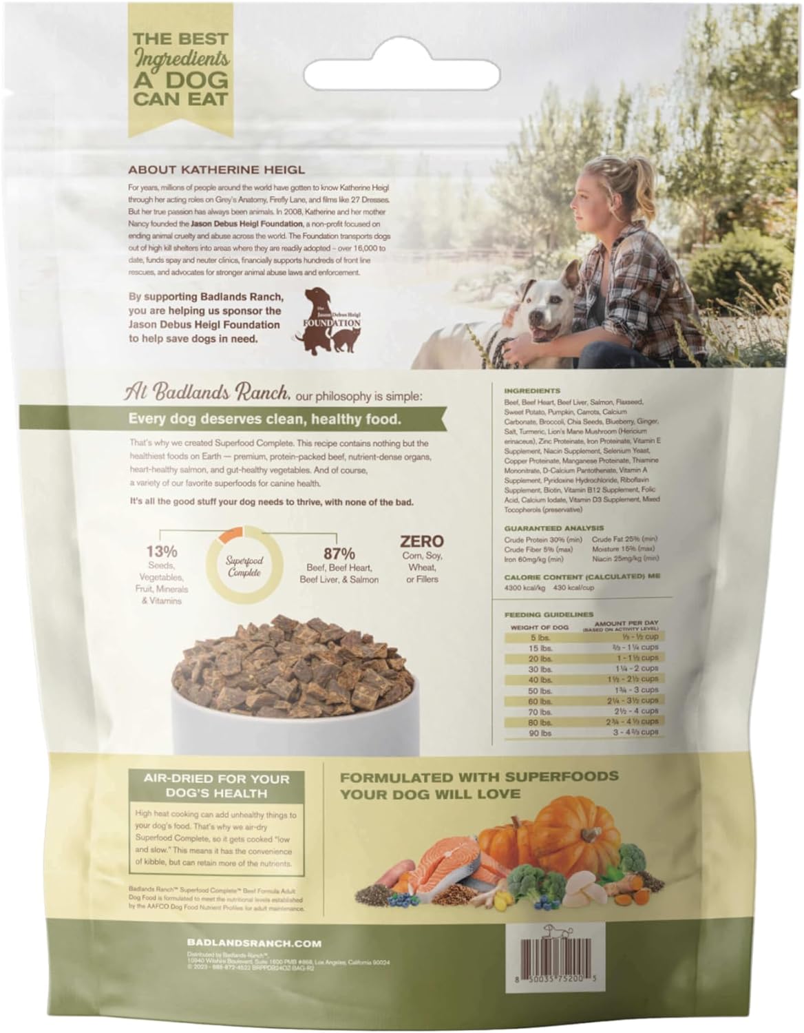 By Katherine Heigl- Superfood Complete Beef Formula Adult Dog Food, Air-Dried, High Protein, Zero Fillers, Superfood Nutrition