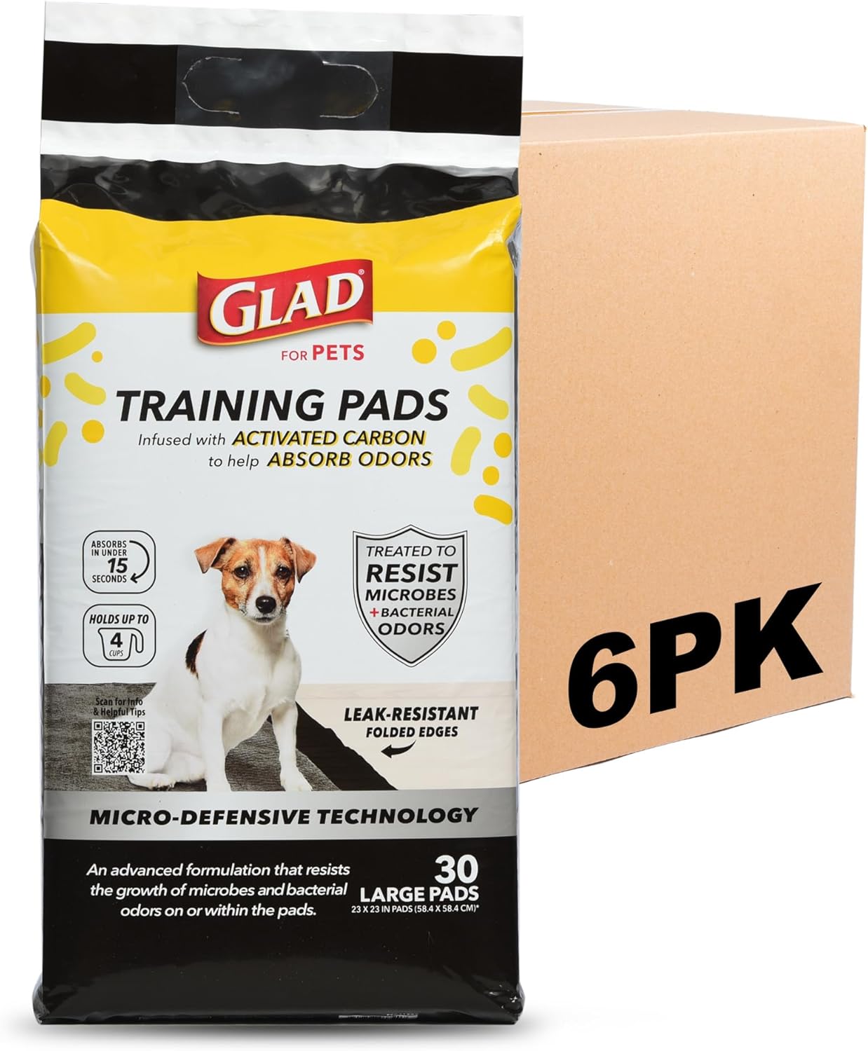 Glad for Pets Black Charcoal Puppy Pads - Super Absorbent Disposable Dog Pee Pads, Potty Training Pads, and Pet Supplies - Dog Pee Pads for Crate Training and Indoor