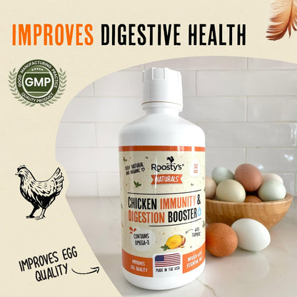 Naturals Chicken Immunity & Digestion Booster | 32Oz Chicken Supplements | Omega-3 Chicken Vitamins and Supplements | Poultry Vitamins for Chickens | Bird Health Supplies