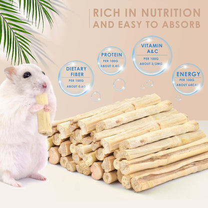 Sweet Bamboo Chew Sticks for Rabbits 1000G/2.2Ib, Bunny Chew Sticks for Rabbits Hamster Chinchilla Guinea Pigs Rabbit Small Animals Natural Treats Teeth Grinding Chew Toys