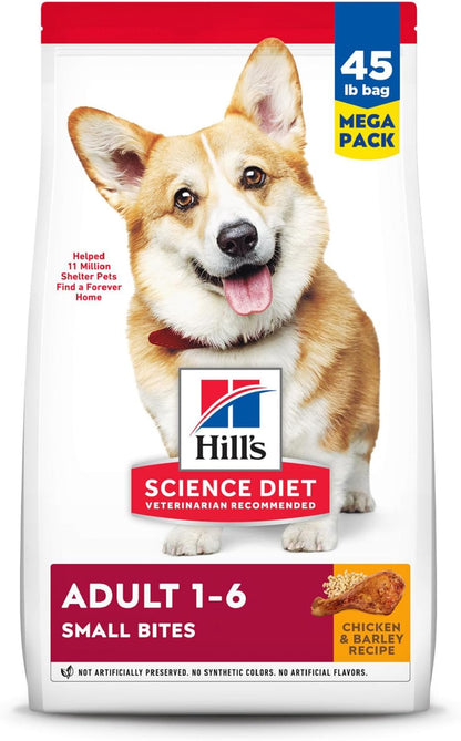 Hill's Science Diet Adult 1-6, Adult 1-6 Premium Nutrition, Small Kibble, Dry Dog Food, Chicken & Barley