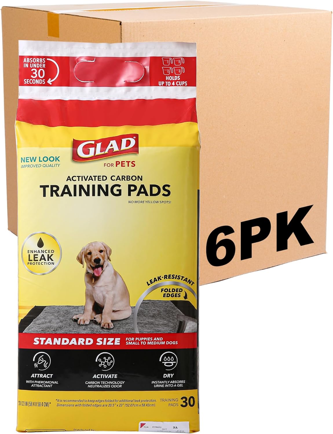 Glad for Pets Black Charcoal Puppy Pads - Super Absorbent Disposable Dog Pee Pads, Potty Training Pads, and Pet Supplies - Dog Pee Pads for Crate Training and Indoor