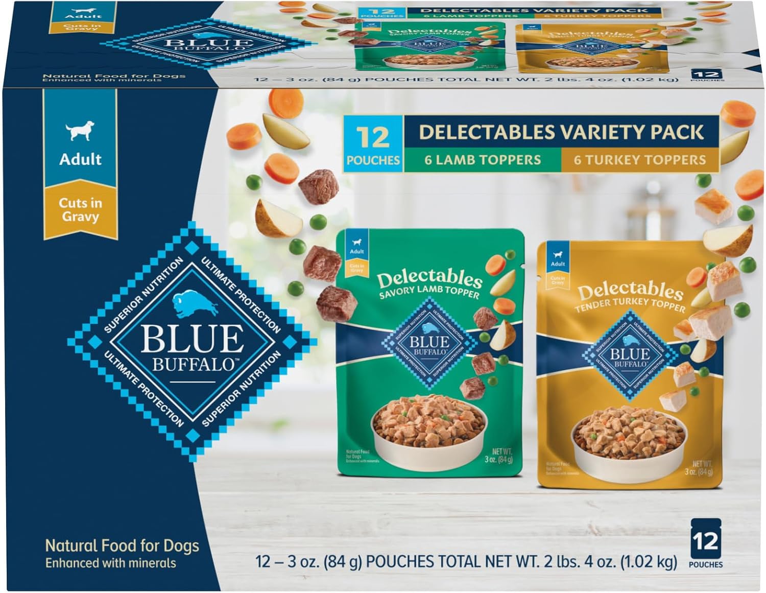 Blue Buffalo Delectables Natural Wet Dog Food Topper Variety Pack