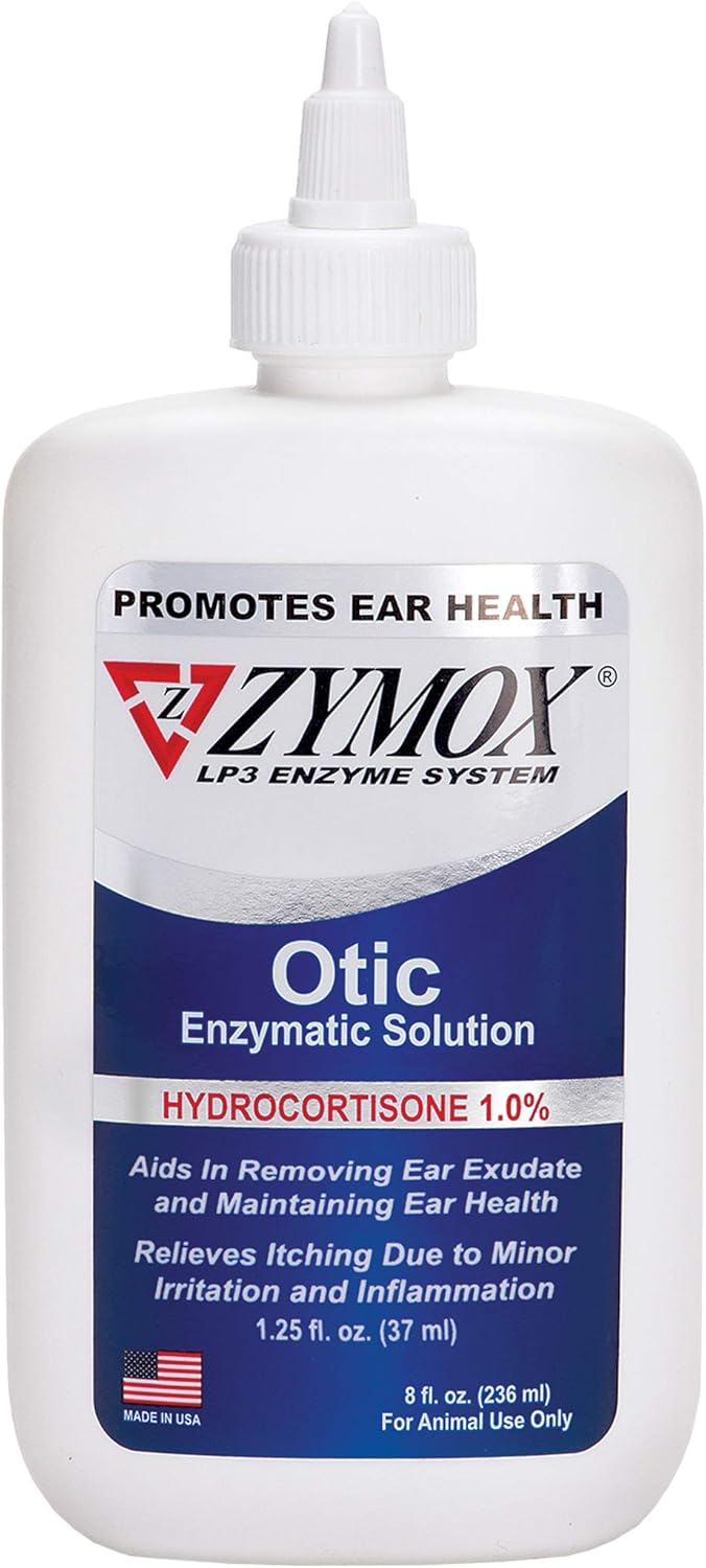 Otic Enzymatic Solution for Dogs and Cats to Soothe Ear Infections with 1% Hydrocortisone for Itch Relief