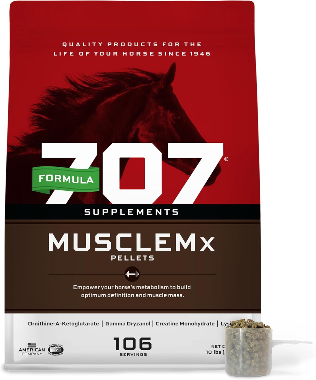 Formula 707 MuscleMx Equine Supplement, Conditioning Support and Muscle Builder for Horses with Lysine, Gamma Oryzanol, Creatine & OKG