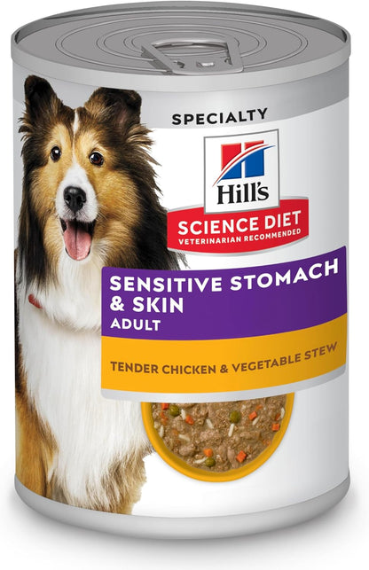 Wet Dog Food, Adult, Sensitive Stomach & Skin, Tender Turkey & Rice Stew