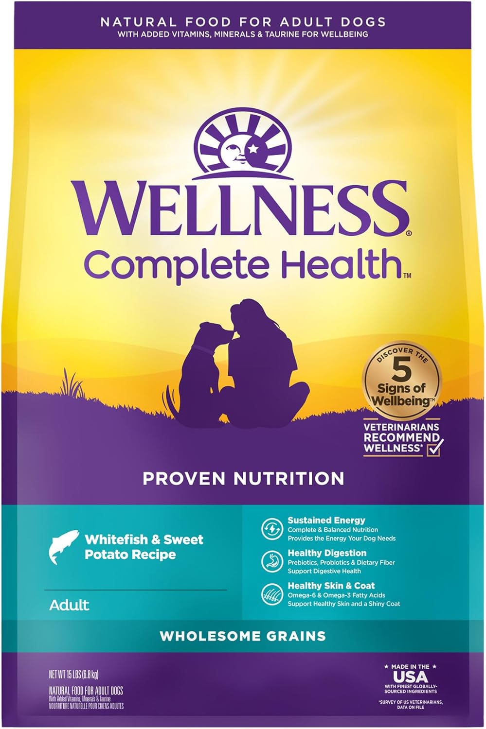 Complete Health Dry Dog Food with Grains, Natural Ingredients, All Breeds, for Adult Dogs