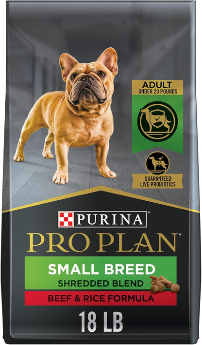 Purina Pro Plan Small Breed Dog Food with Probiotics for Dogs, Shredded Blend Chicken & Rice Formula