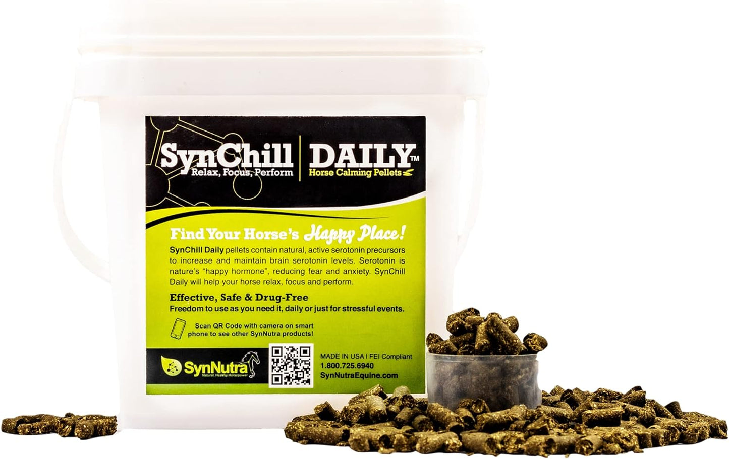 Synchill 100% Natural & Nutritional Supplement, Lab Proven Results, Designed for Focus & Performance, Approved by Olympians and Veterinarians, Daily Pellets -30 Servings, Made in USA