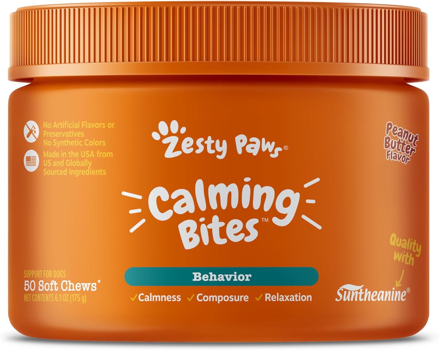 Zesty Paws Calming Chews for Dogs Composure & Relaxation for Everyday Stress & Separation Peanut Butter 90 Count