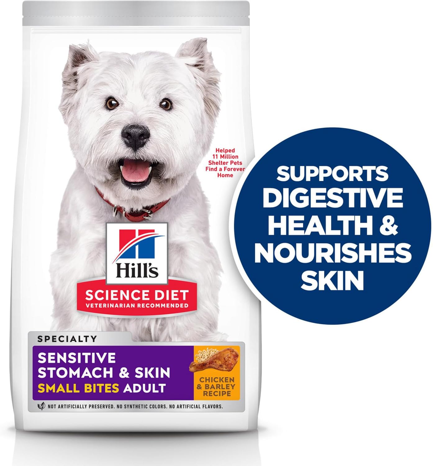 Sensitive Stomach & Skin, Adult 1-6, Stomach & Skin Sensitivity Support, Small Kibble, Dry Dog Food, Chicken Recipe