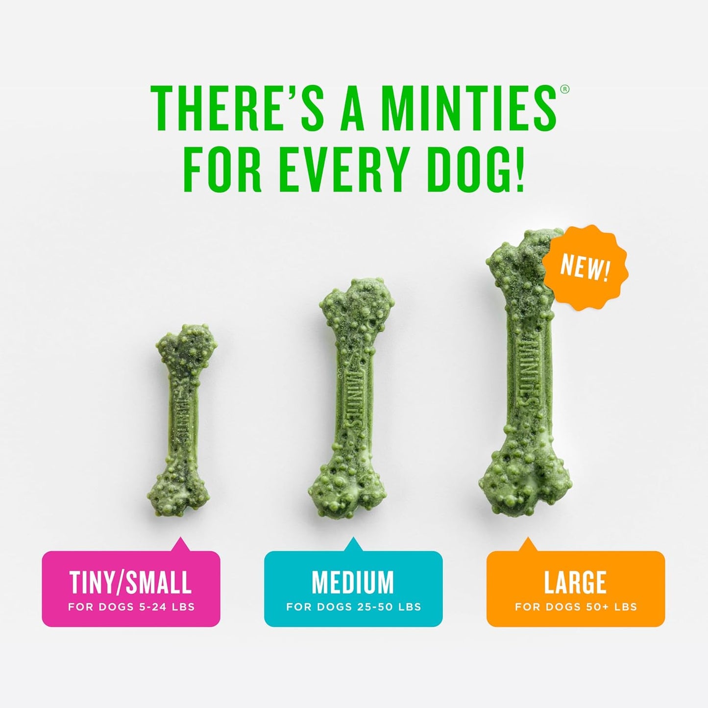 Minties Dental Chews for Dogs, Vet-Recommended Mint-Flavored Dental Treats for Medium Dogs, Dental Bones Clean Teeth, Fight Bad Breath, and Removes Plaque and Tartar