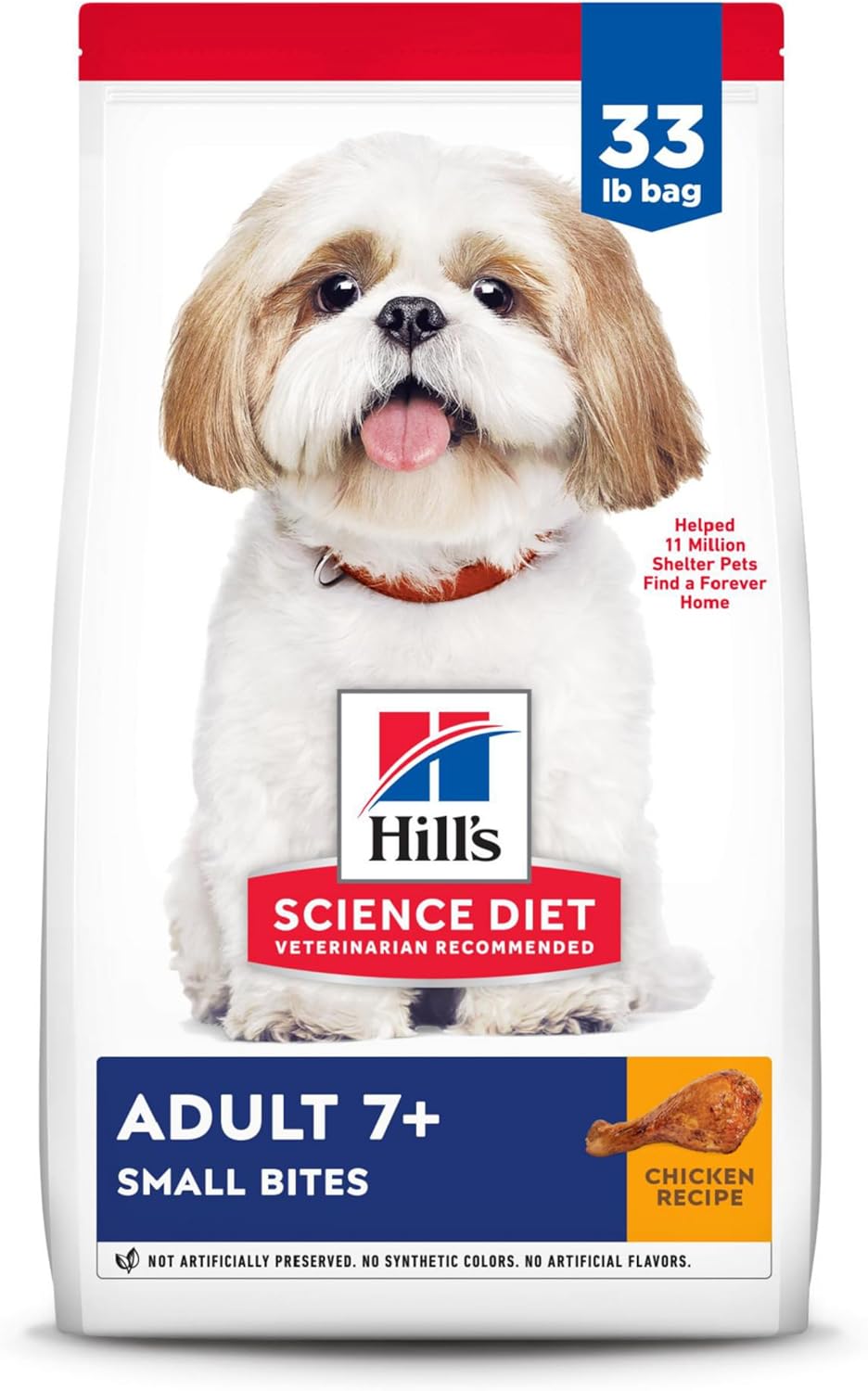 Hill's Science Diet Adult 7+, Senior Adult 7+ Premium Nutrition, Small Kibble, Dry Dog Food, Chicken, Brown Rice, & Barley