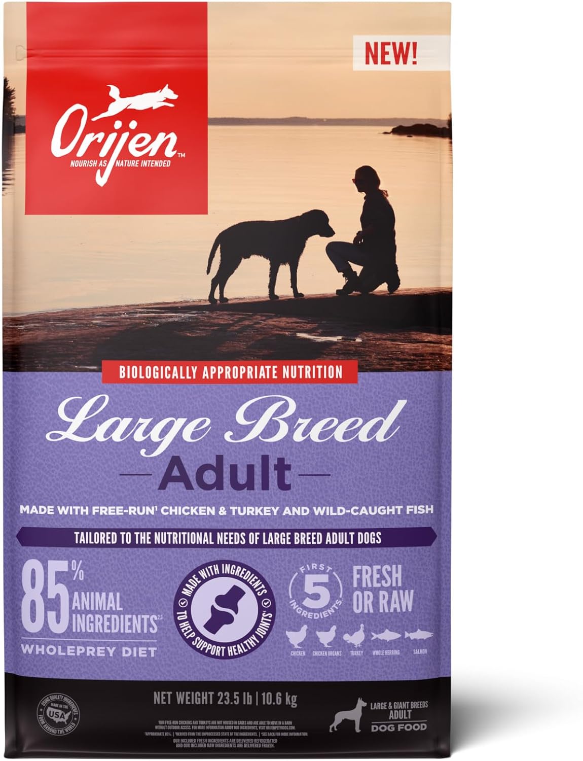 ORIJEN Original Dry Dog Food, Grain Free Dog Food for All Life Stages, Fresh or Raw Ingredients