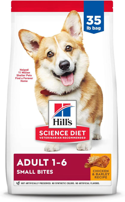 Hill's Science Diet Adult 1-6, Adult 1-6 Premium Nutrition, Small Kibble, Dry Dog Food, Chicken & Barley