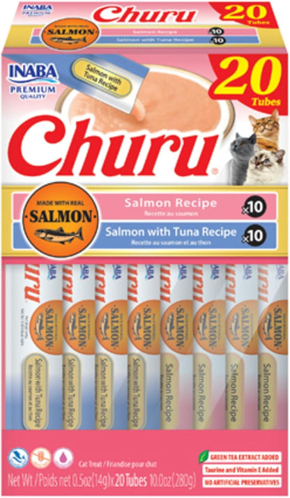 INABA Churu Cat Treats, Lickable, Squeezable Creamy Purée Cat Treat with Green Tea Extract & Taurine