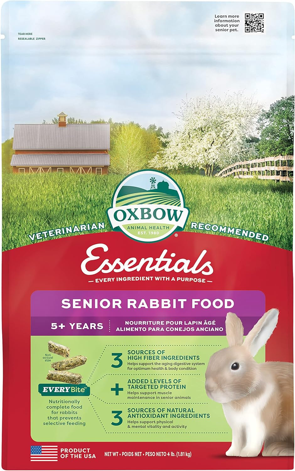 Essentials Adult Rabbit Food - All Natural Adult Rabbit Pellets - Veterinarian Recommended- No Seeds, Fruits, or Artificial Ingredients- All Natural Vitamins & Minerals- Made in the USA- 10 Lb.