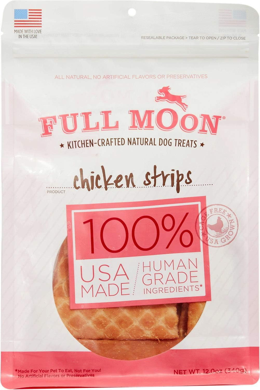 Full Moon Chicken Strips Healthy All Natural Dog Treats Human Grade Made in USA Grain Free