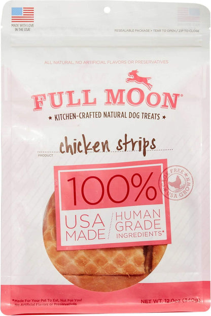 Full Moon Chicken Strips Healthy All Natural Dog Treats Human Grade Made in USA Grain Free