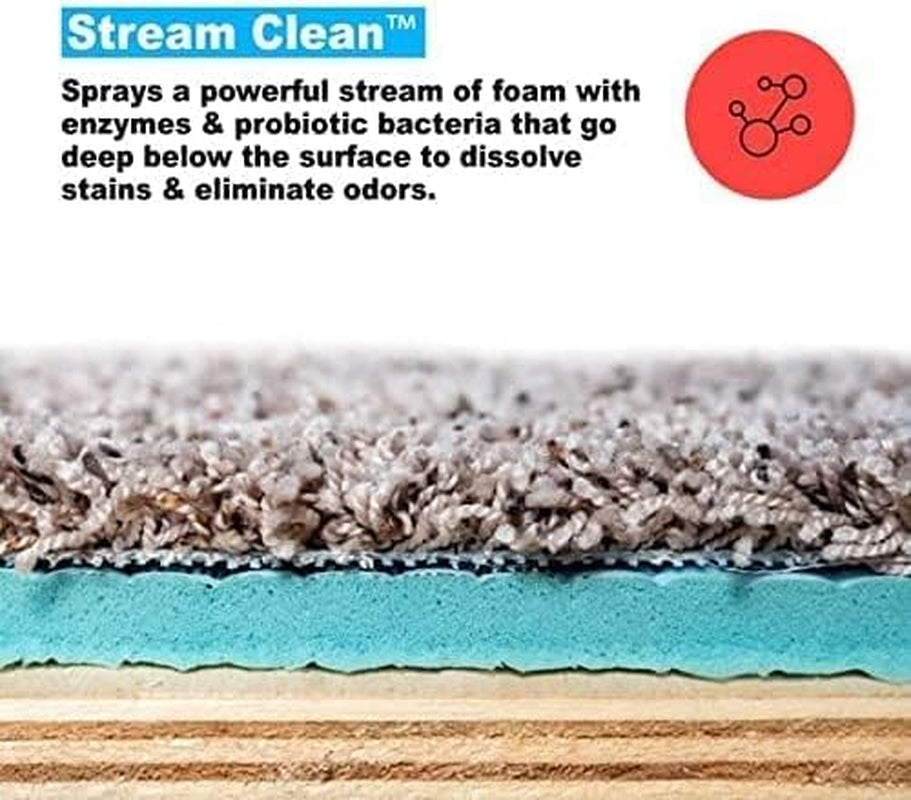 Urine Gone Stream Clean, Carpet Stain and Odor Eliminator - Heavy Duty, Deep Cleaning Enzyme Action, Destroys through Oxidation Catalysis, No Scrubbing Needed