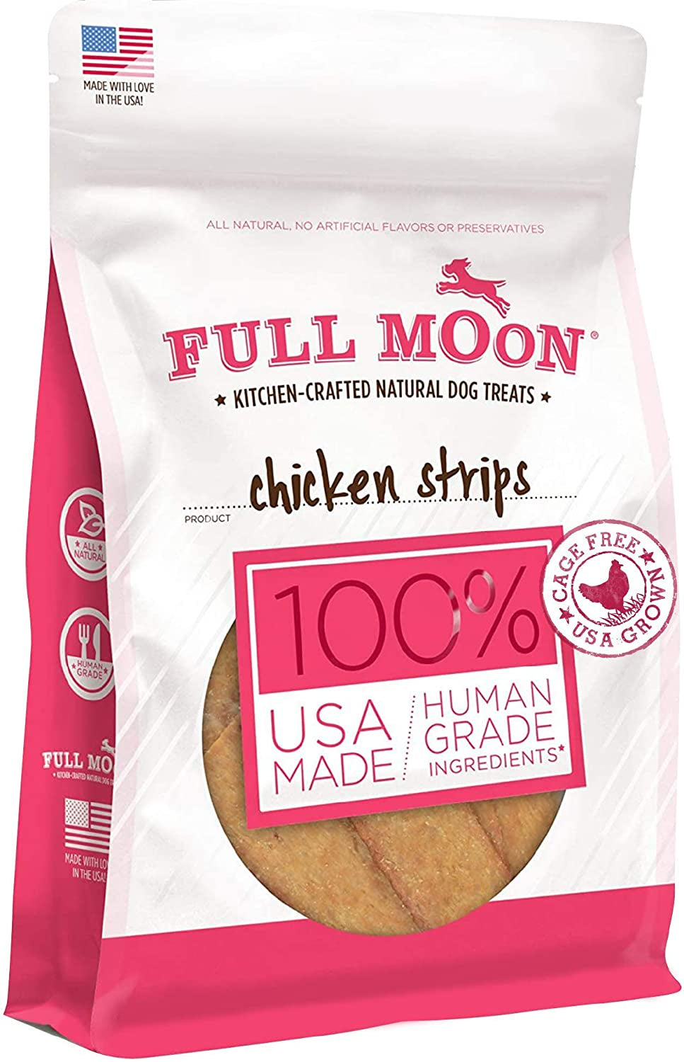 Full Moon Chicken Strips Healthy All Natural Dog Treats Human Grade Made in USA Grain Free