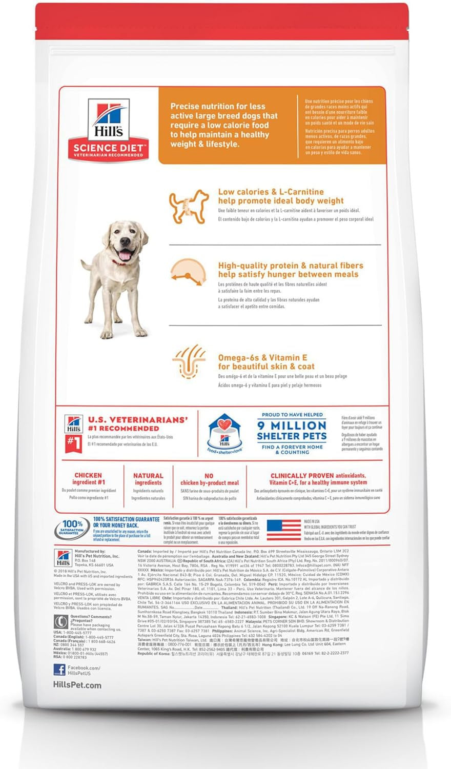 Hill'S Science Diet Light , Adult 1-5, Large Breed Weight Management Support, Dry Dog Food, Chicken & Barley