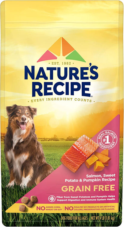 Nature’S Recipe Grain Free Salmon, Sweet Potato & Pumpkin Recipe Dry Dog Food, 24 Lb. Bag