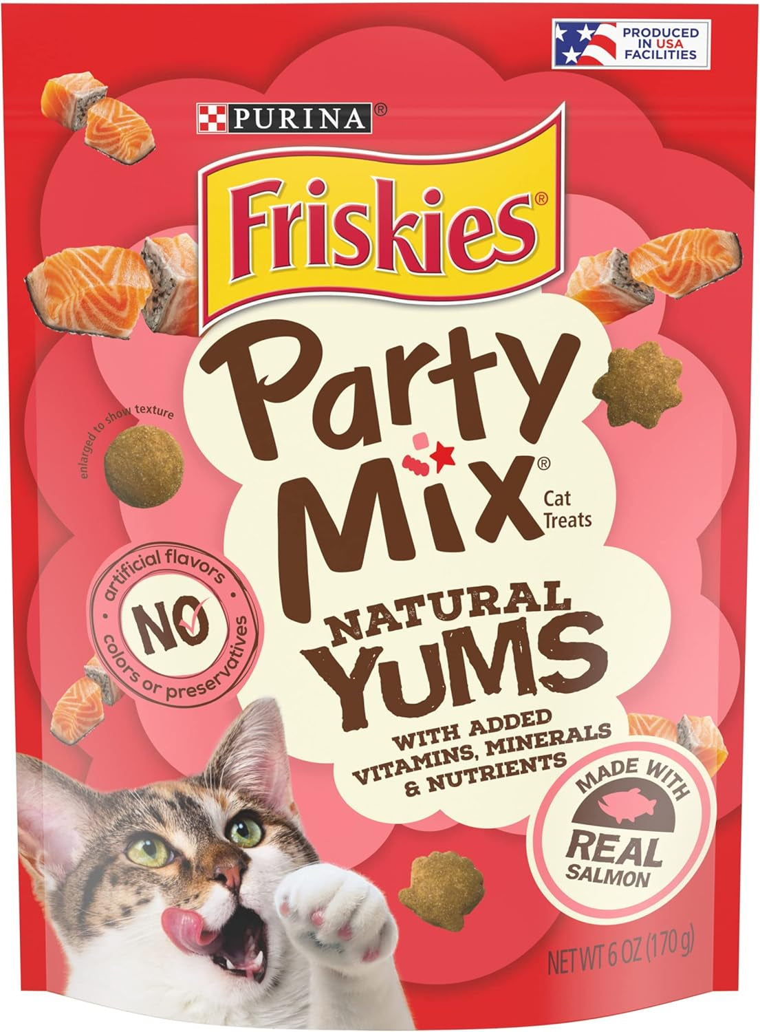 Purina Friskies Natural Cat Treats, Party Mix Natural Yums, Minerals & Nutrients - (Pack of 6)