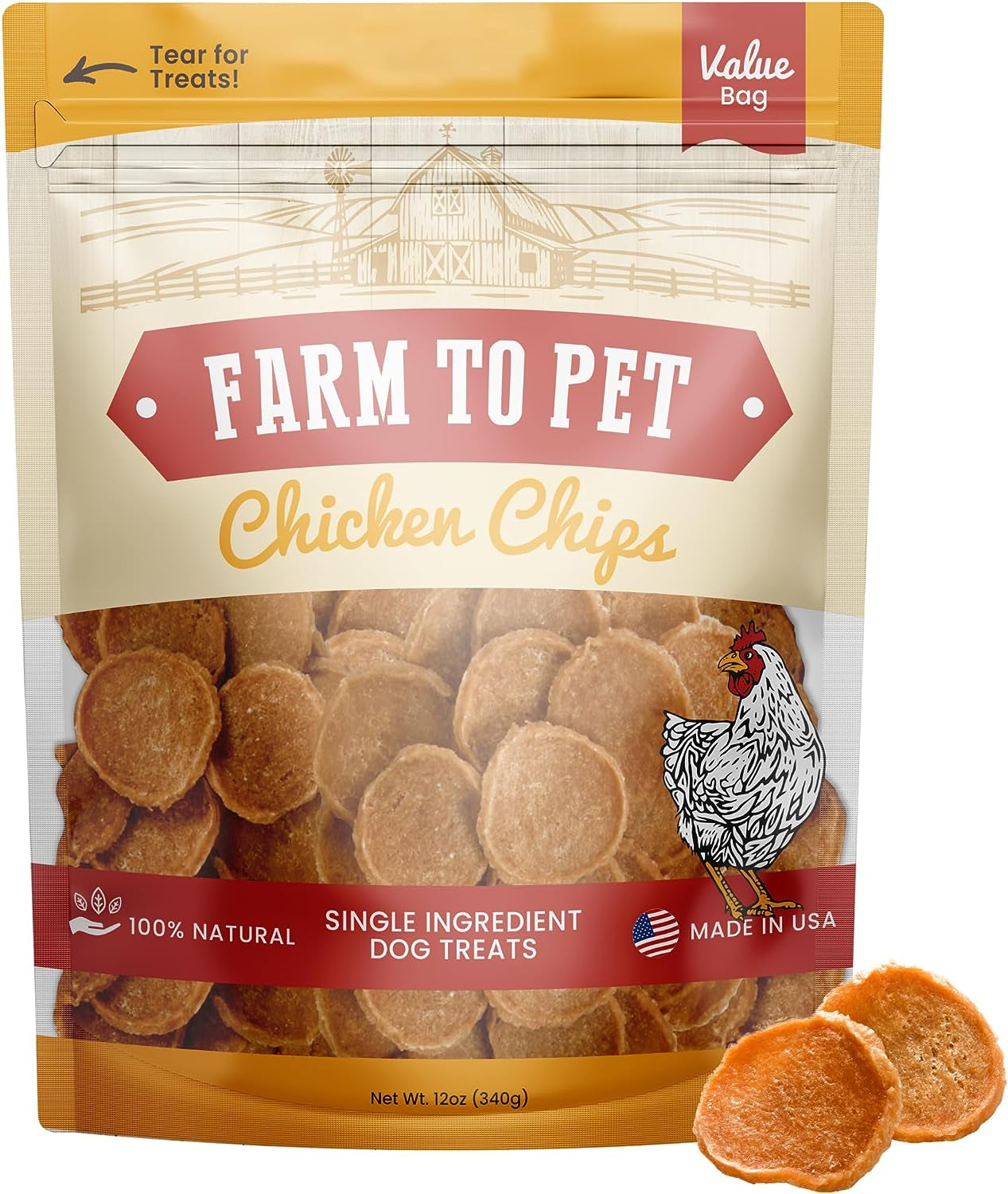 Dog Training Treats - Chicken Chips, Single Ingredient, Lean, All Natural, Healthy Dog Treats for Small, Medium, Large Dog Breeds, & Puppies, Made in USA