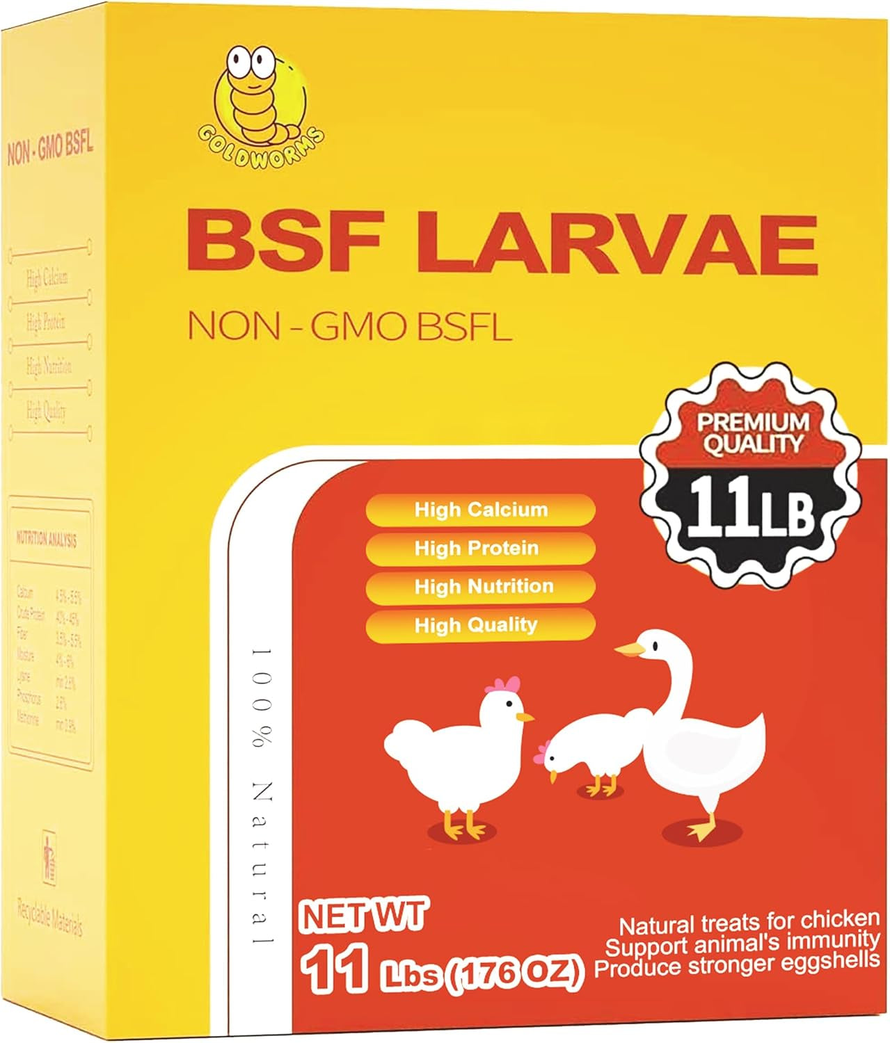 Dried Black Solider Fly Larvae of Chicken Treats - BSF Larvae 85X More Calcium than Meal Worms -100% Natural Dried BSF for Chickens, Birds, Reptiles, Hedgehog, Geckos, Turtles, Hens