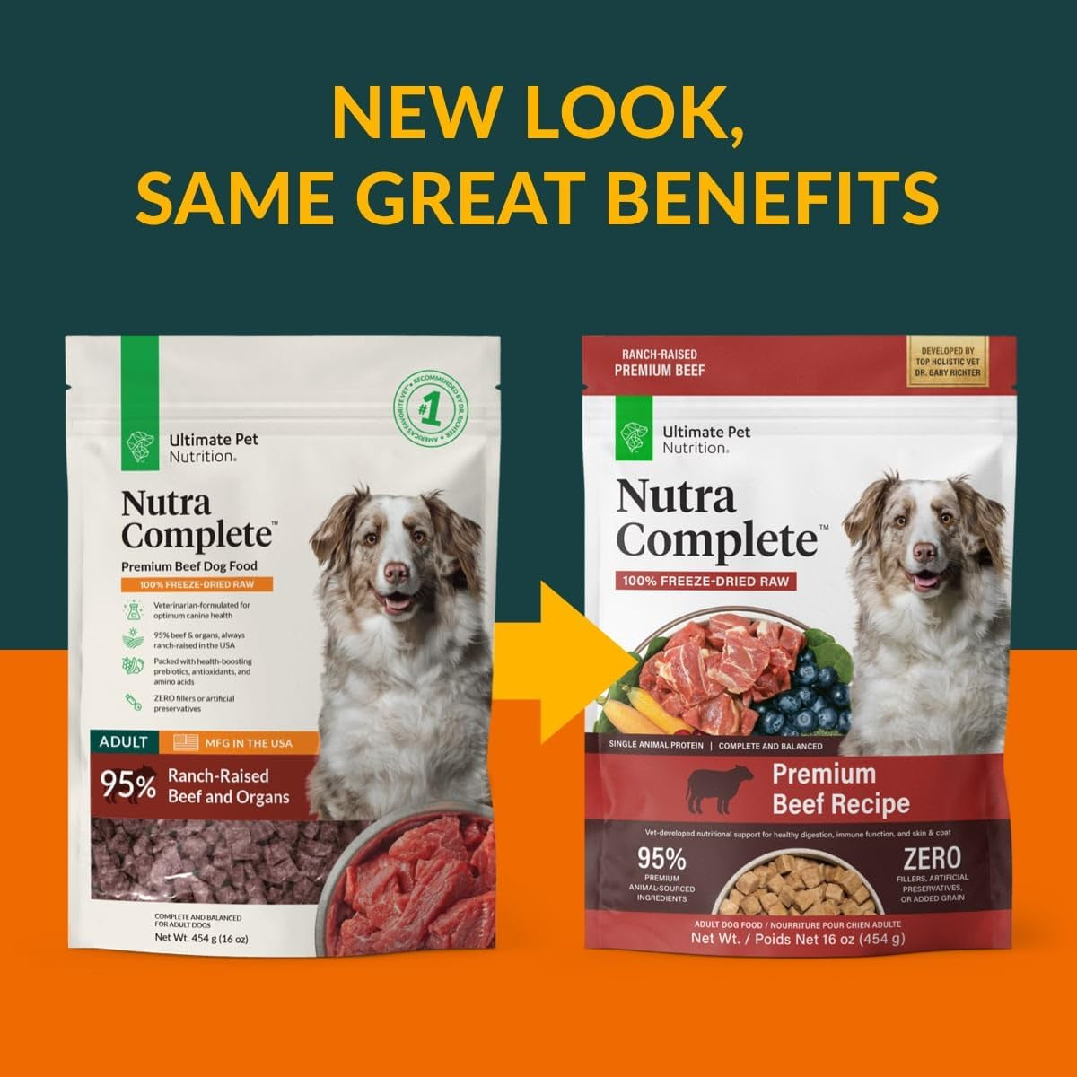 ULTIMATE PET NUTRITION Nutra Complete, 100% Freeze Dried Veterinarian Formulated Raw Dog Food with Antioxidants Prebiotics and Amino Acids