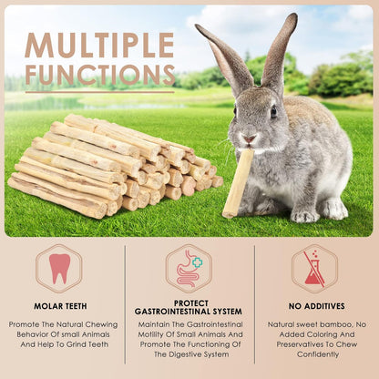 Sweet Bamboo Chew Sticks for Rabbits 1000G/2.2Ib, Bunny Chew Sticks for Rabbits Hamster Chinchilla Guinea Pigs Rabbit Small Animals Natural Treats Teeth Grinding Chew Toys