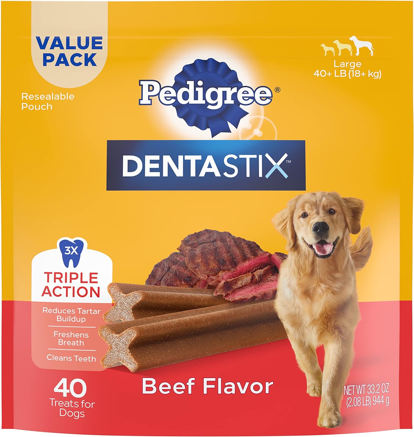 PEDIGREE DENTASTIX Large Dog Dental Care Treats Original, Beef & Fresh Variety Pack