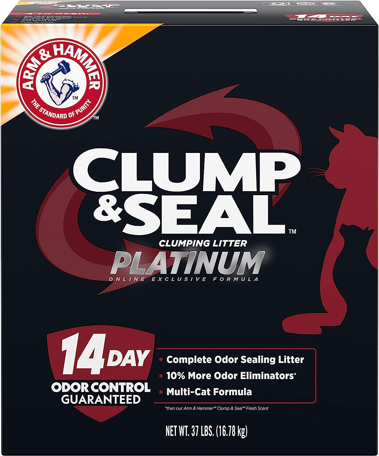 ARM & HAMMER Clump & Seal Platinum Clumping Cat Litter, Multi-Cat