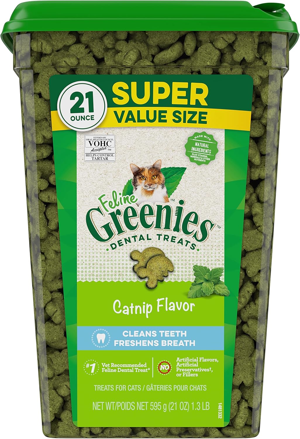 FELINE GREENIES Natural Dental Care Cat Treats Catnip Flavor