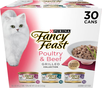 Purina Fancy Feast Grilled Wet Cat Food Poultry and Beef Collection Wet Cat Food Variety Pack - 3